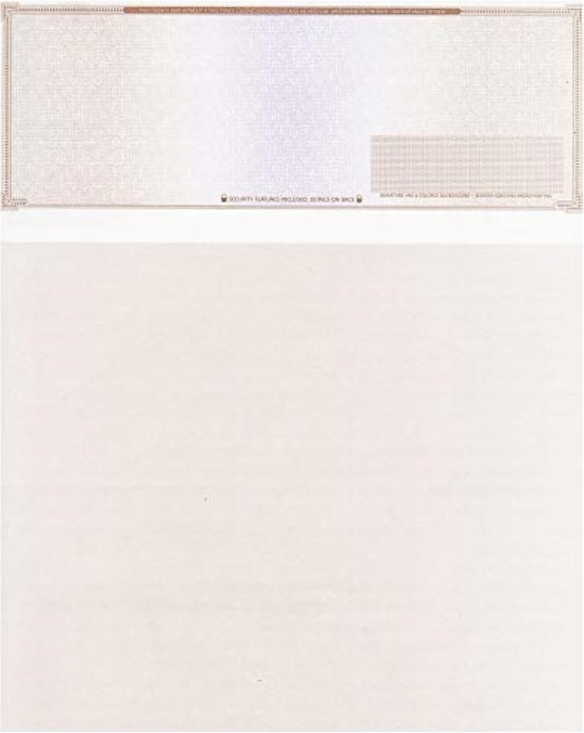 50 High Security Blank Check Stock - Computer Checks For QuickBooks on Top (Brown Mazed) Paper Weight # 70