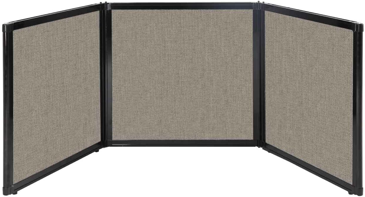 Versare Folding Tabletop Display | 3-Panel Partition | Lightweight Portable Workspace Divider | Warm Pebble 78" x 24"