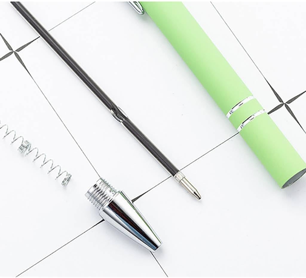 Pink Ballpoint Pens with Black Ink, 2-in-1 Stylus Tip, 1.0mm Medium Point, Matte Metal Barrel – 10-Pack for Office or School