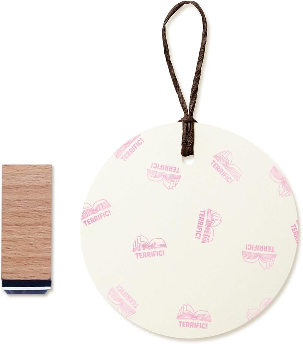 Terrific Book Teacher Rubber Stamp, 3/5 Inch Small Mini Stamp for Scrapbooking Card Making Planner