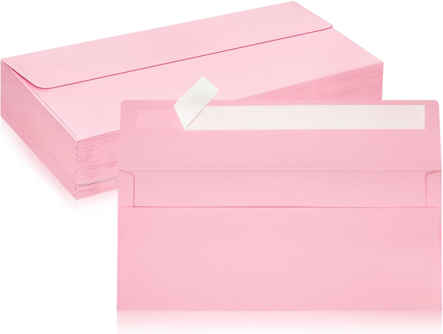 50 Pack #10 Business Envelopes, Pink Standard Envelopes Self Seal, Letter Size Business Mailing Envelopes for Checks Letters Invoices Statements Birthday Graduation Wedding, 4 1/8 x 9 1/2 Inch