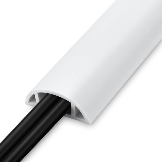 5.5FT Floor Cord Cover, White Soft Cable Cover Floor, Large Size Extension Cord Covers for Floor, Power Cord Protector Floor Wire Cover - Cord Channel Diameter: 0.7" (W) x 0.4" (H)