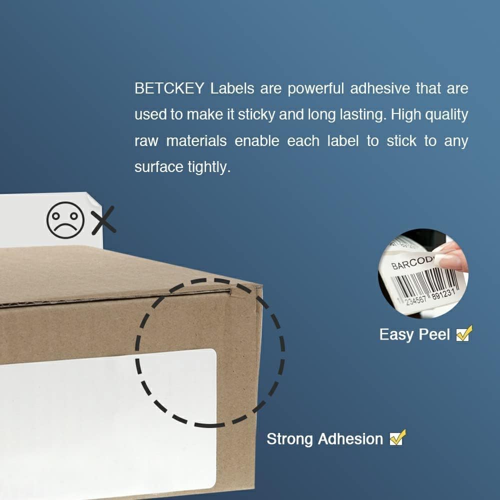 BETCKEY - Compatible Continuous Labels Replacement for Brother DK-2205 (2.4 in x 100 ft), Use with Brother QL Label Printers [6 Rolls + 1 Reusable Cartridge]