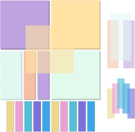 Temiary 500 Sheets Transparent Macaron Sticky Notes 3 x 3 inch, Clear Sticky Note Waterproof See Through Memo Pad, Translucent Writable Index Book Tabs for Annotating Supplies Office & School