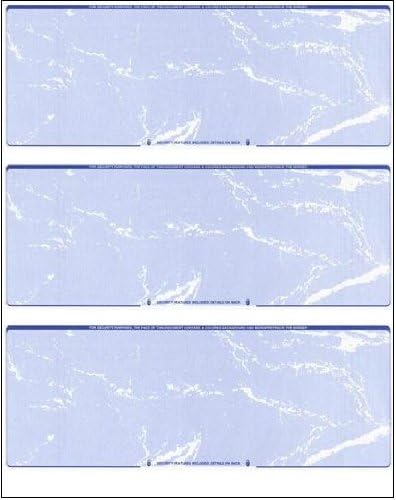 300 Computer Checks | 3 Blank Checks Per Page | 100 Sheets/300 Checks (Blue Marble) Blank Check Stock for Personal and Business Use - Computer Laser Check | Payroll Checks