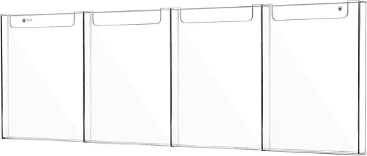 Barydat Acrylic Brochure Holder, 8.5 x 11 Inch Flyer Magazine Display Wall Mount Pamphlet Rack Clear Plastic Brochure Stand Literature Holder for Office Classroom Home (4 Pockets)