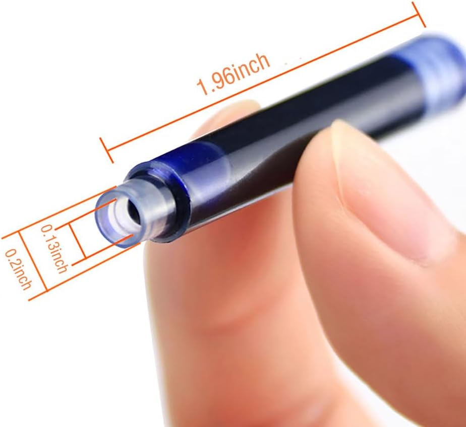 Blue/Black Pen Ink Cartridge Fountain Pen Cartridges Refillable Fountain Pen Cartridge, 3.4 mm Bore Diameter (No Erasable Blue Black)