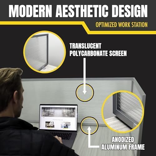 OBEX Polycarbonate Office Desk Mounted Privacy Screen Adjustable Table Top Panel Divider, Universal Aluminum Bracket-USA Made, 18" x 48", Translucent