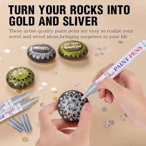 Red Paint Pens marking pens Permanent Markers - 6 Pack Oil Based Waterproof Markers for Tire, Rubber,Wood, Rocks, Metal, Canvas,Plastic, Dark Surface,Craft office Supplies,Medium Point