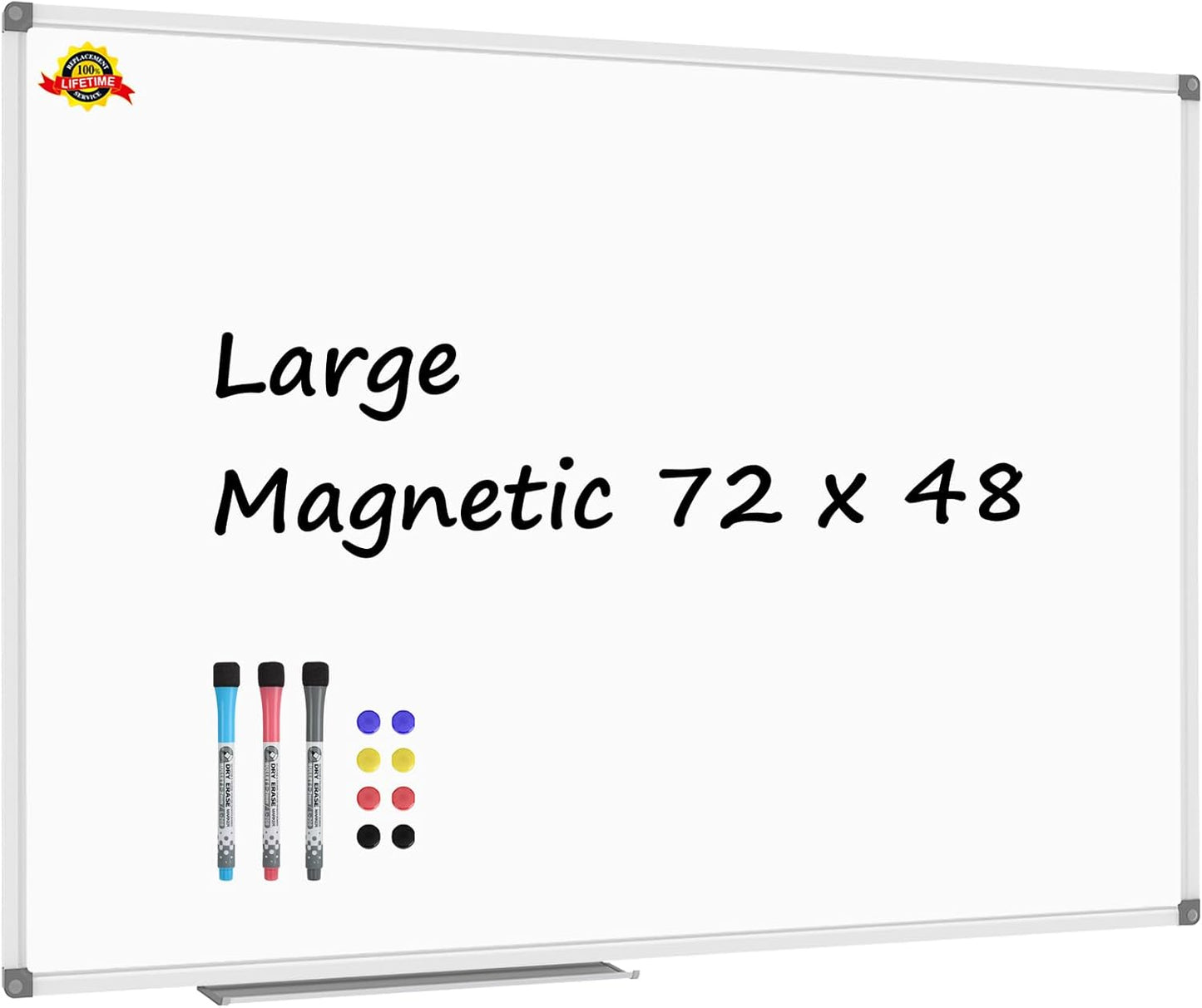 Lockways Large Dry Erase Board 72 x 48 Inch, Magnetic White Board for Wall, Aluminium Frame Whiteboard with Marker Tray for Office & School