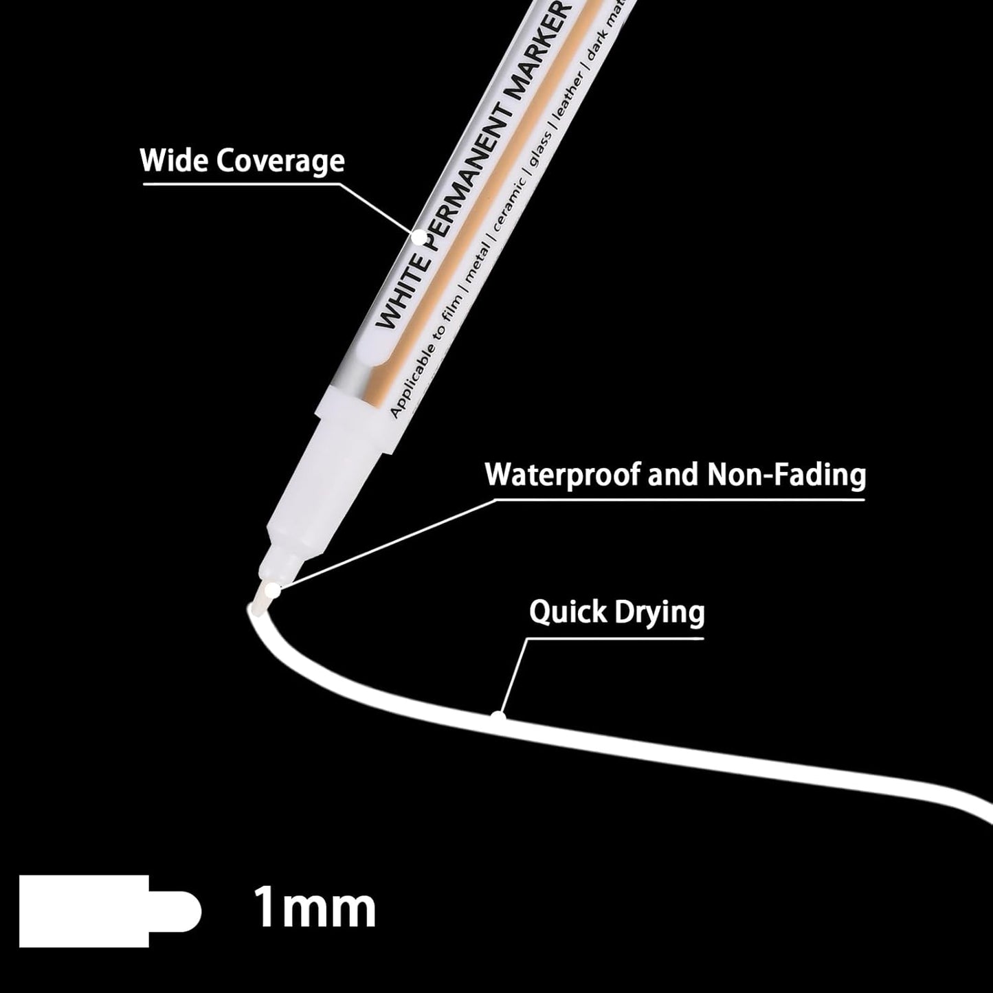 Goldge 40 Pack White Acrylic Paint Markers Set | White Paint Pen for Metal, Glass, Wood, Canvas, Stone, Ceramic | Quick-Drying, Waterproof, Multi-Surface DIY Art & Crafts