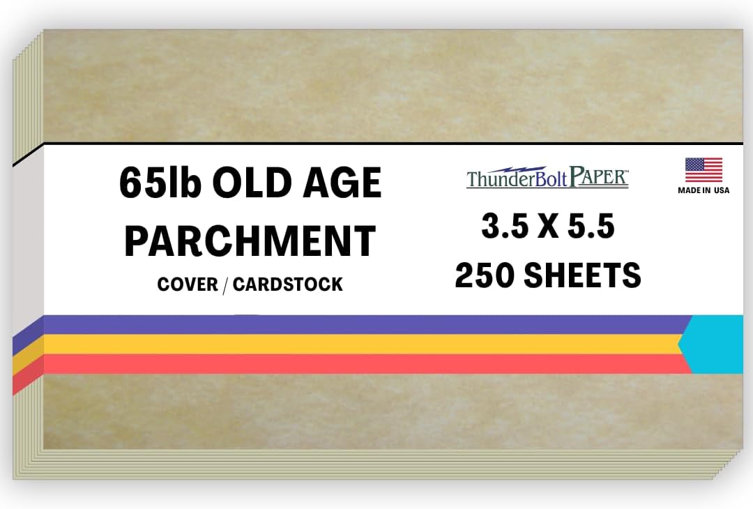 250 Old Age Parchment 65lb Cover Paper Sheets 3.5" X 5.5" (3.5X5.5 Inches) USPS Standard Postcard Card Size - Printable Parchment Semblance by The Pulp Process