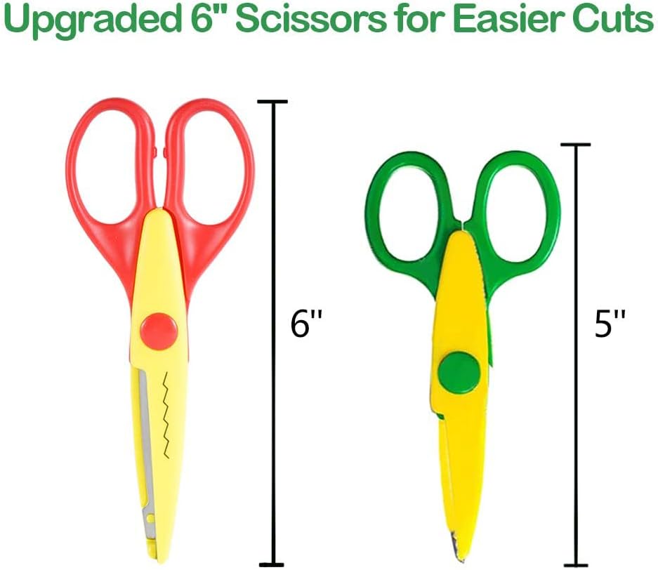 Decorative Paper Edge Scissor Set –5'' Colorful Paper Edger Scissors Great for Kids, Teachers, Crafts, Scrapbooking, DIY Projects and Kids Crafts, Set of 6 (5inch)