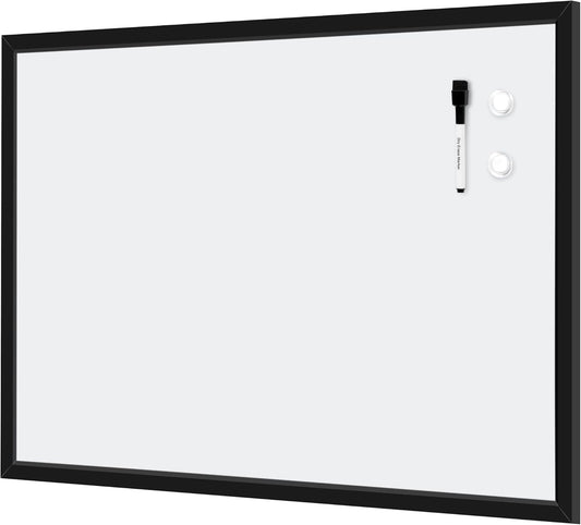 Amazon Basics Magnetic Dry Erase Whiteboard, 35"W x 23"H, Black Wooden Frame