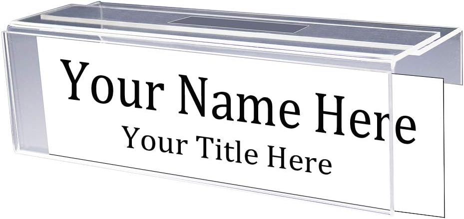 Adjustable Cubicle Name Plate Holders Single-Sided by Plastic Products Mfg - Expands from 2” up to 3” wide using our clear removable magic tape (25 Pack) - Cubicle Name Plates By Plastic Products Mfg.