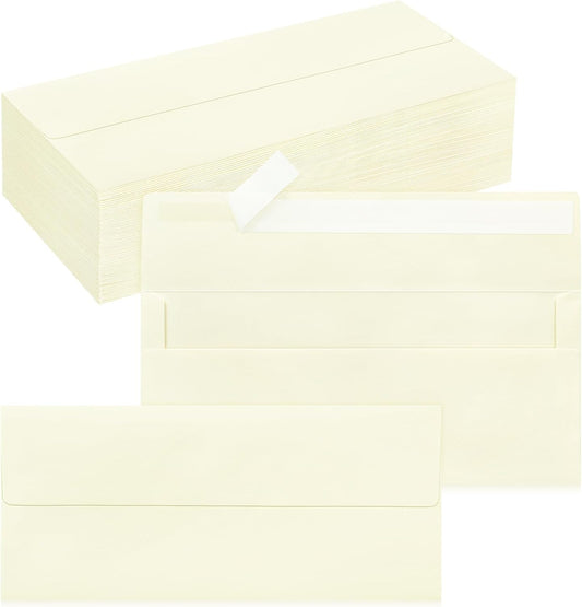 100 Pack #10 Business Envelopes, Self Seal Standard Ivory Envelopes for Secure Business & Legal Mailing, Office, Checks, Letter, Invoices, 4 1/8 x 9 1/2 Inches