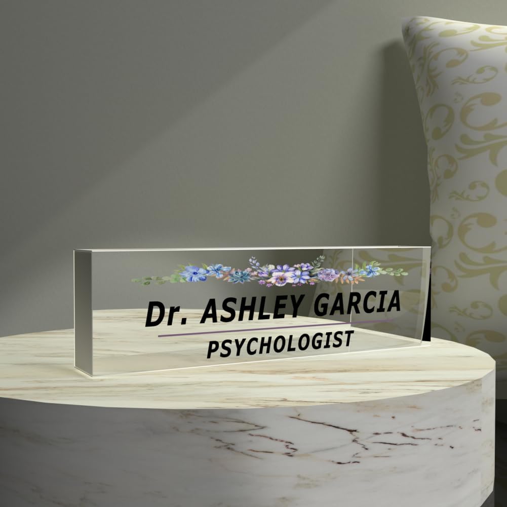 Personalized Desk Name Plate for Teachers - Custom Engraved Classroom Decor, Office Name Plates for Desk, Acrylic Name Plaque (Gift for Coworkers, Lawyers)