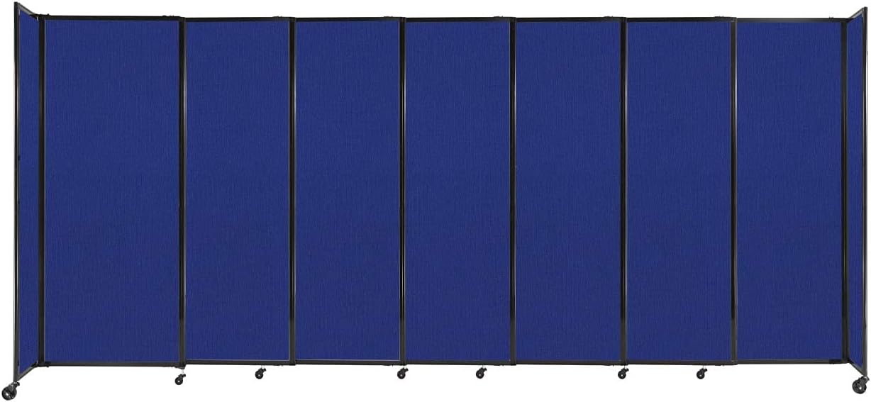 Versare Straightwall Sliding Portable Wall Partition | Freestanding Office Dividers | Locking Wheels | Temporary Room Separator | 15'6'' Wide x 6'10'' Tall Royal Blue Fabric Panels