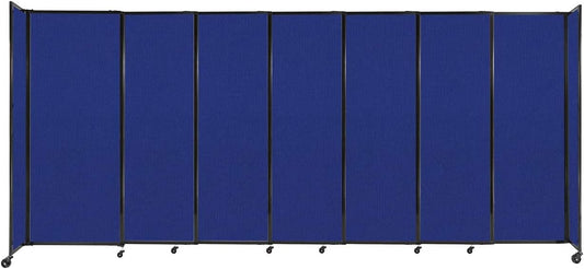 Versare Straightwall Sliding Portable Wall Partition | Freestanding Office Dividers | Locking Wheels | Temporary Room Separator | 15'6'' Wide x 6'10'' Tall Royal Blue Fabric Panels