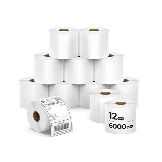 MUNBYN 4x6 Inch Direct Thermal Shipping Labels, 6000 Pcs/12 Rolls(500 Pcs per Roll), Shipping Label Paper for Thermal Printers