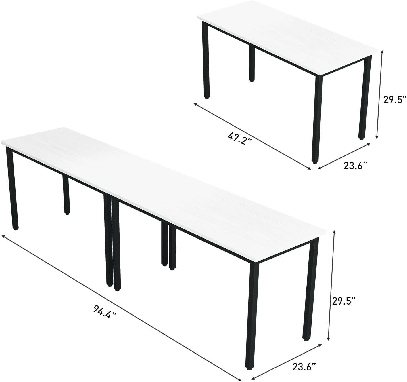 Bonzy Home Conference Tables 8ft Office Computer Desk for Meeting Room Study Writing Printer Podcast Table for 4-8 People Modern White 2PCS 94.4"x23.6"x29.5"