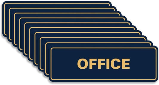 Signs ByLITA Standard Office Sign - Professional Business Signage - Easy to Install (Navy Blue/Gold) - Large 10 Pack