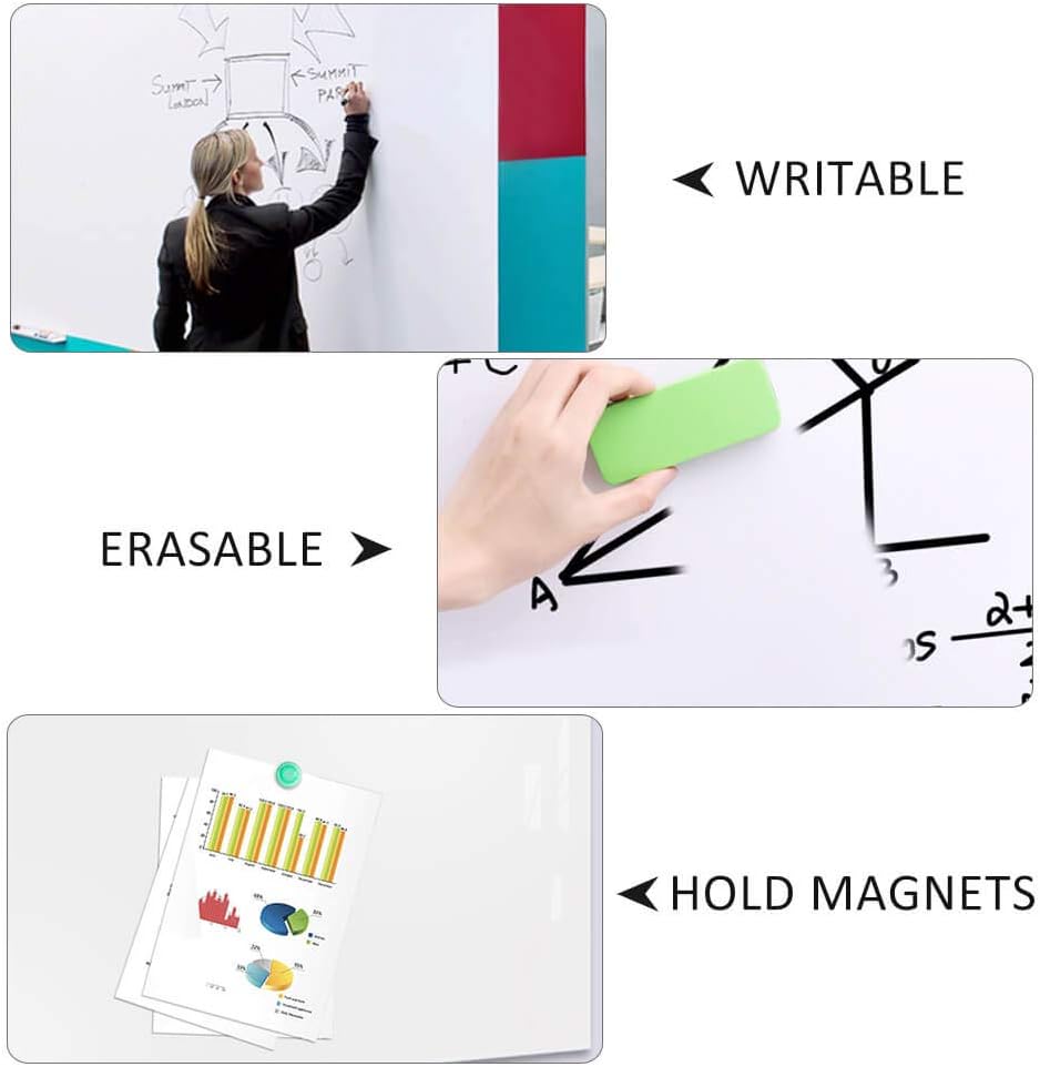 Magnetic Whiteboard Contact Paper for Wall 72 x 48 inches, Magnetic Dry Erase White Board Sticker with Non-Adhesive Backing for Office Home School