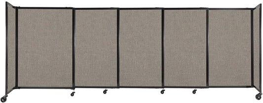 Versare Straightwall Sliding Portable Wall Partition | Freestanding Office Dividers | Locking Wheels | Temporary Room Separator | 11'3" Wide x 4' Tall Warm Pebble Fabric Panels