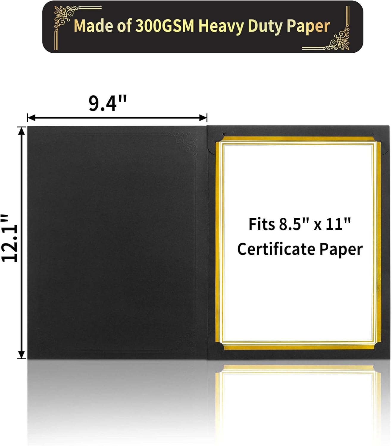 GNL Certificate Holders - 25 Packs Black Diploma Holders, Certificate Covers with Gold Foil Border, for Letter Size 8.5 x 11 Certificate Paper, Award, Graduation, Documents