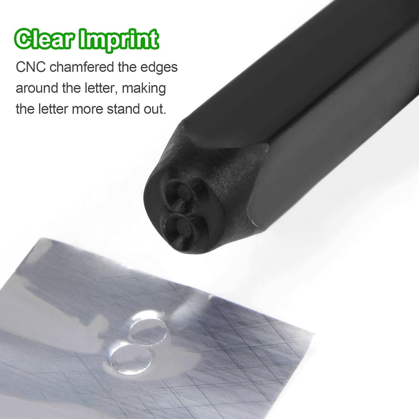 HARFINGTON 36pcs Metal Stamping Kit 1/4" (6mm) (A-Z, 0-8, "&" Symbol) Steel Letter Punch Press Tool with Hole Punch to Stamp on Metal, Plastic, Wood, Leather, Black