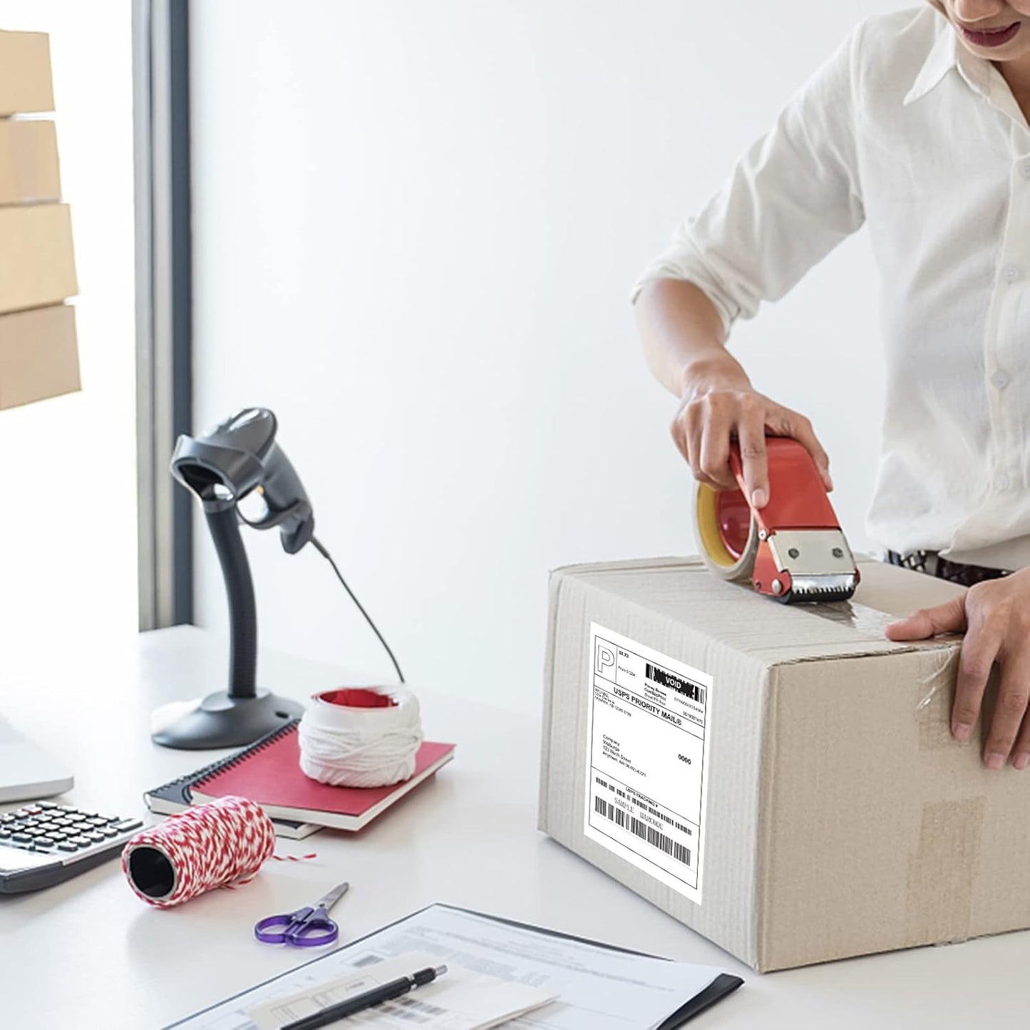 MFLABEL Fanfold 4" x 6" Direct Thermal Labels White Perforated Shipping Label,48 Stacks,Total 48000 Labels