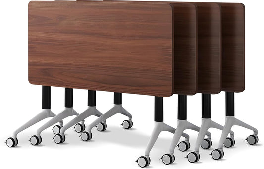Conference Room Table with Flip-Top Design for Dynamic Meetings, Business Table Computer Desk with Heavy-Duty Frame,Foldable Seminar Meeting Tables for Home Office (4, A, 47.2IN)