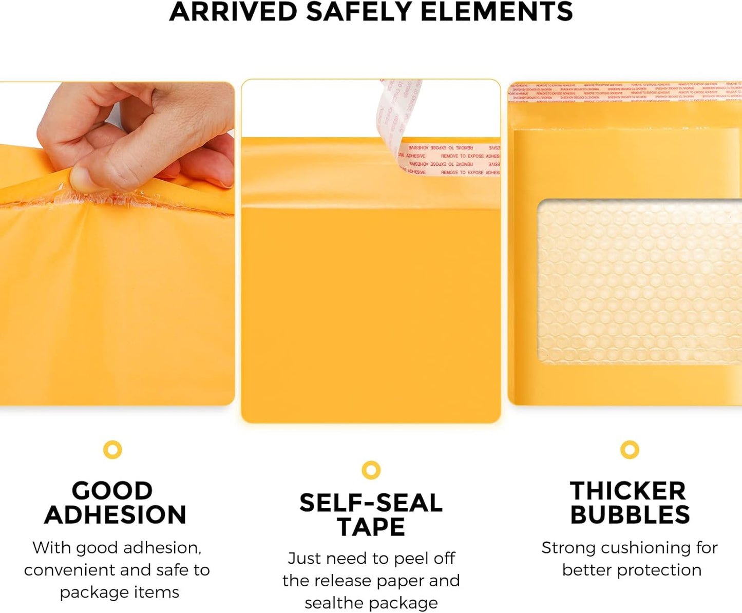 Fuxury Kraft Bubble Mailer 4x8” 50Pack Strong Adhesion Padded Envelopes Thick Bubble Envelopes Usable Size 4x7" Waterproof Cushioned Bubble Mailers Packaging for Small Business #000 Yellow