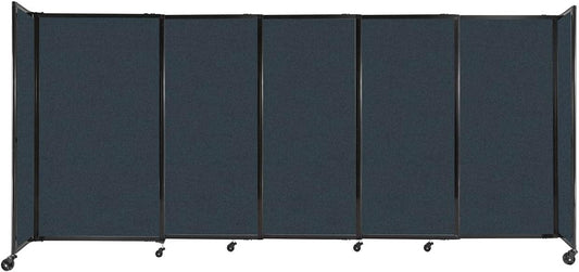 Versare Straightwall Sliding Portable Wall Partition | Freestanding Office Dividers | Locking Wheels | Temporary Room Separator | 11'3" Wide x 5' Tall Blue Spruce Fabric Panels