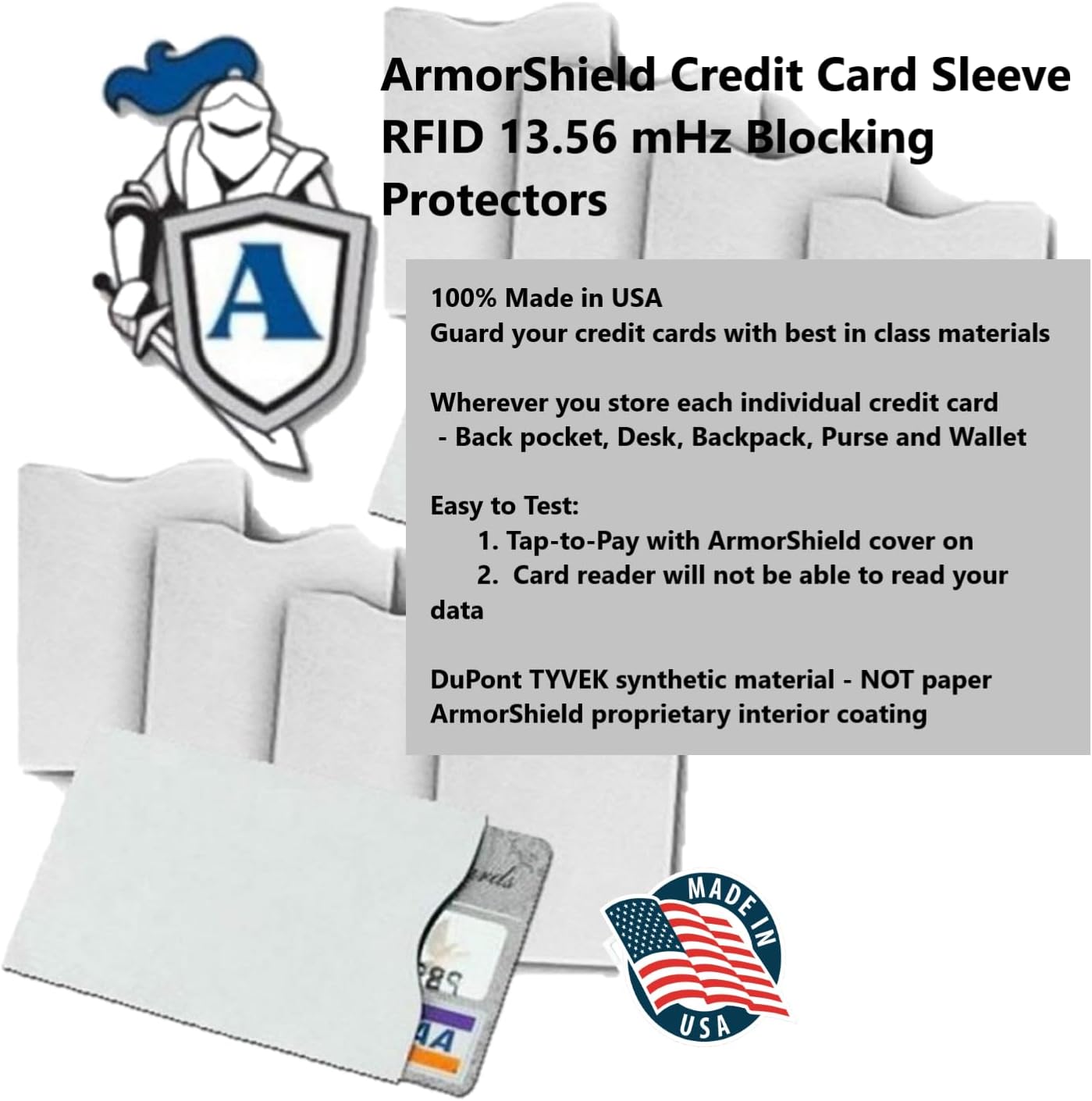 Semper Paratus Gear TYVEK Credit Card Sleeves Protectors 100% MADE IN USA - Anti-theft for Travel wallet, purse. RFID Blocking Protects debit, cards, IDs from identity theft (30PAK), Blank White