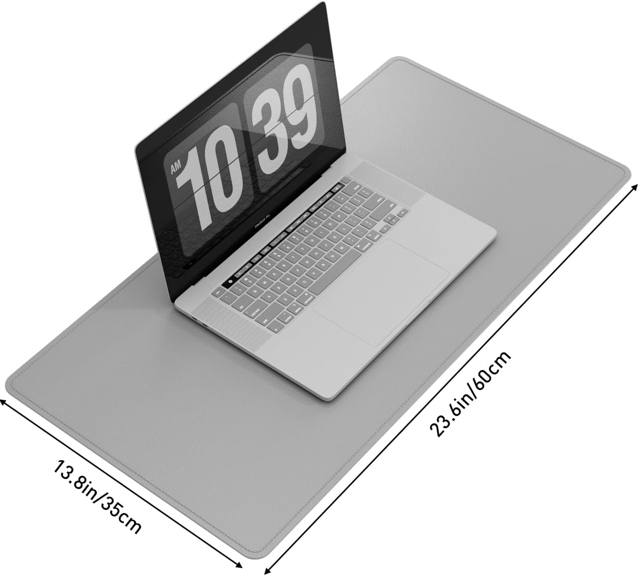 DAWNTREES Desk Mat Protector,PU Leather Laptop Pad,Non Slip, 23.6" x 13.8" Large Mouse Pad and Keyboard Mat, Waterproof Writing Pad for Office and Home (Light Gray)