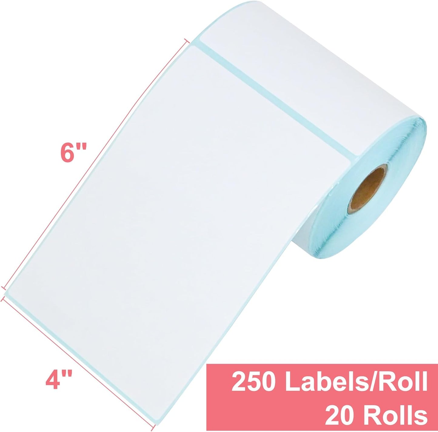 L LIKED 4"x 6" Direct Thermal Labels White Perforated Shipping Labels, 250 per Roll, Pack of 20 Rolls - Commercial Grade