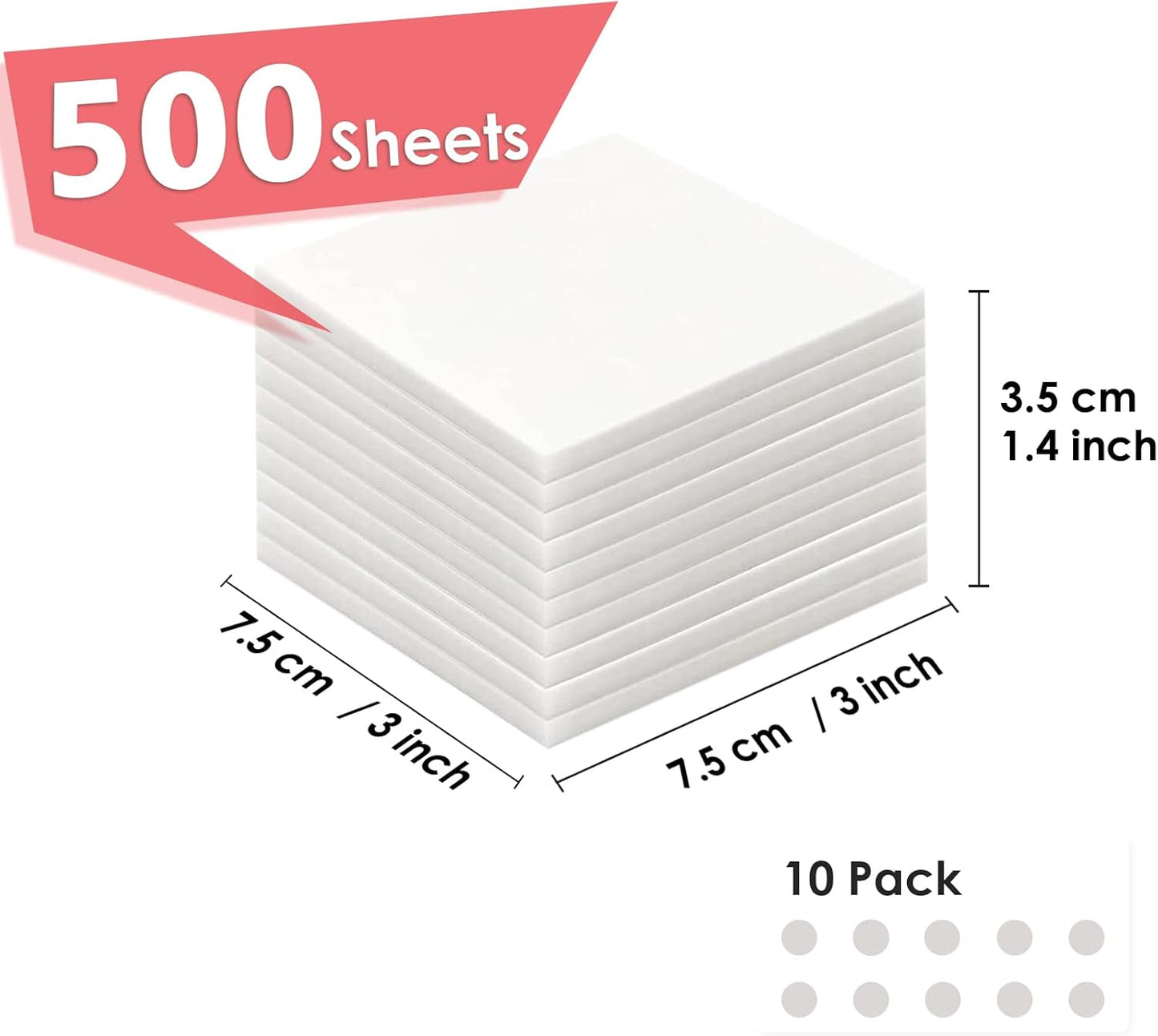 MIUTME 500 Pcs Transparent Sticky Notes,White Clear Sticky Notes School Supplies, Waterproof Self-Stick Note Pads 3x3 Inch