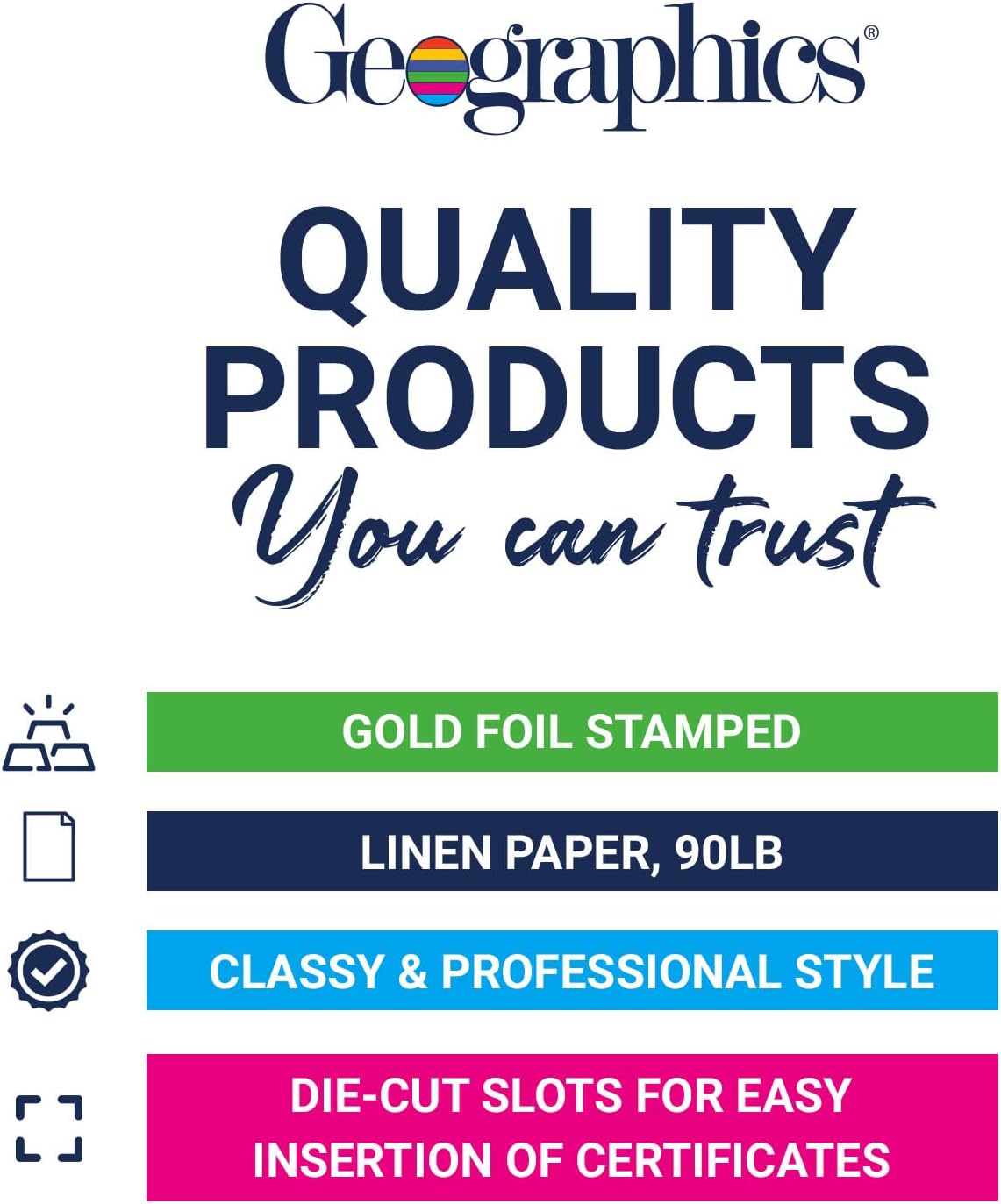 Classic Linen Certificate/Document Covers, 12.5” x 9.75”, Blue Navy (6 Pack)