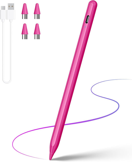 DRYMOKINI Stylus Pen, Active Stylus Pen Touch Screens Compatible for Android and iOS Tablet/Phones, Rechargeable Universal Stylus Pencil Compatible for A-pple/i-Pad/Phone Tablet, BabyPink