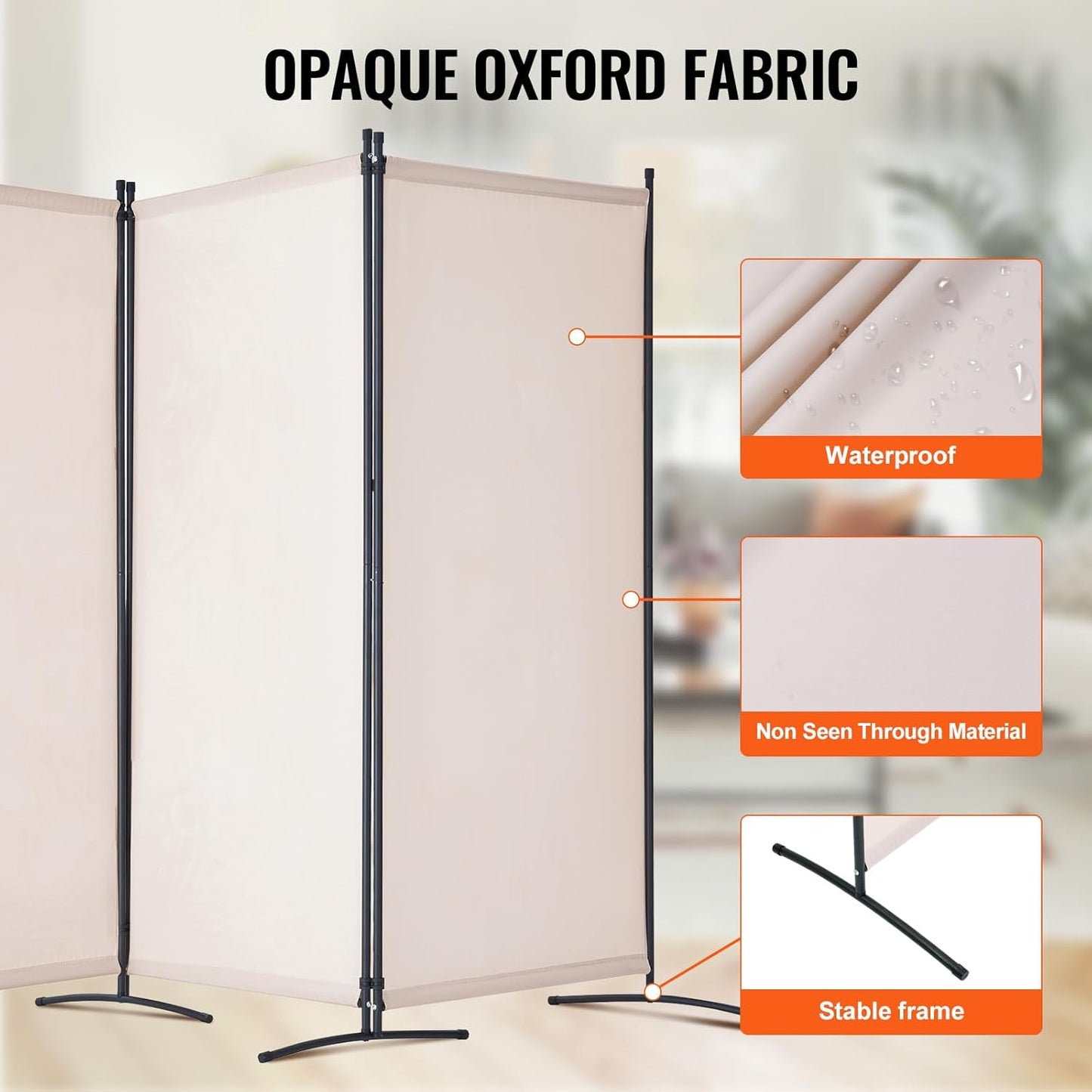 VEVOR Room Divider, 3 Panel Room Divider, Folding Privacy Screen and Portable Partition Divider for Room Separation, Freestanding Room Partitions for Office, Bedroom, Study, Beige