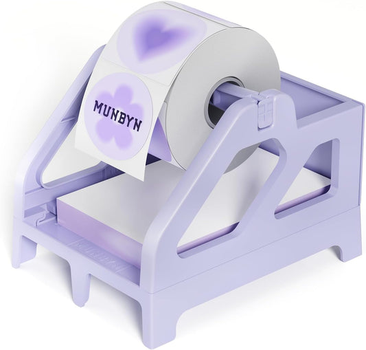 MUNBYN Label Holder for Rolls and Fan-Fold Labels, Thermal Sticker Roll Holder for Desktop Thermal Printer Shipping Supplies Industrial Paper, Purple