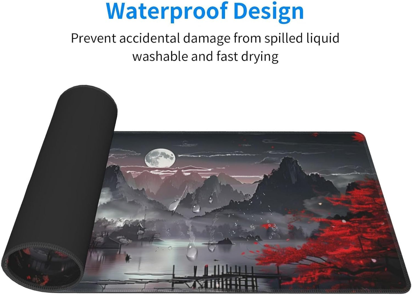 Extended Gaming Mouse Pad, Large Gaming Mouse Waterproof with Stitched Edges, Non-Slip Desktop Pad for Home and Office, Level Up Your 31.5x11.8 Inch… (Japanese Style)