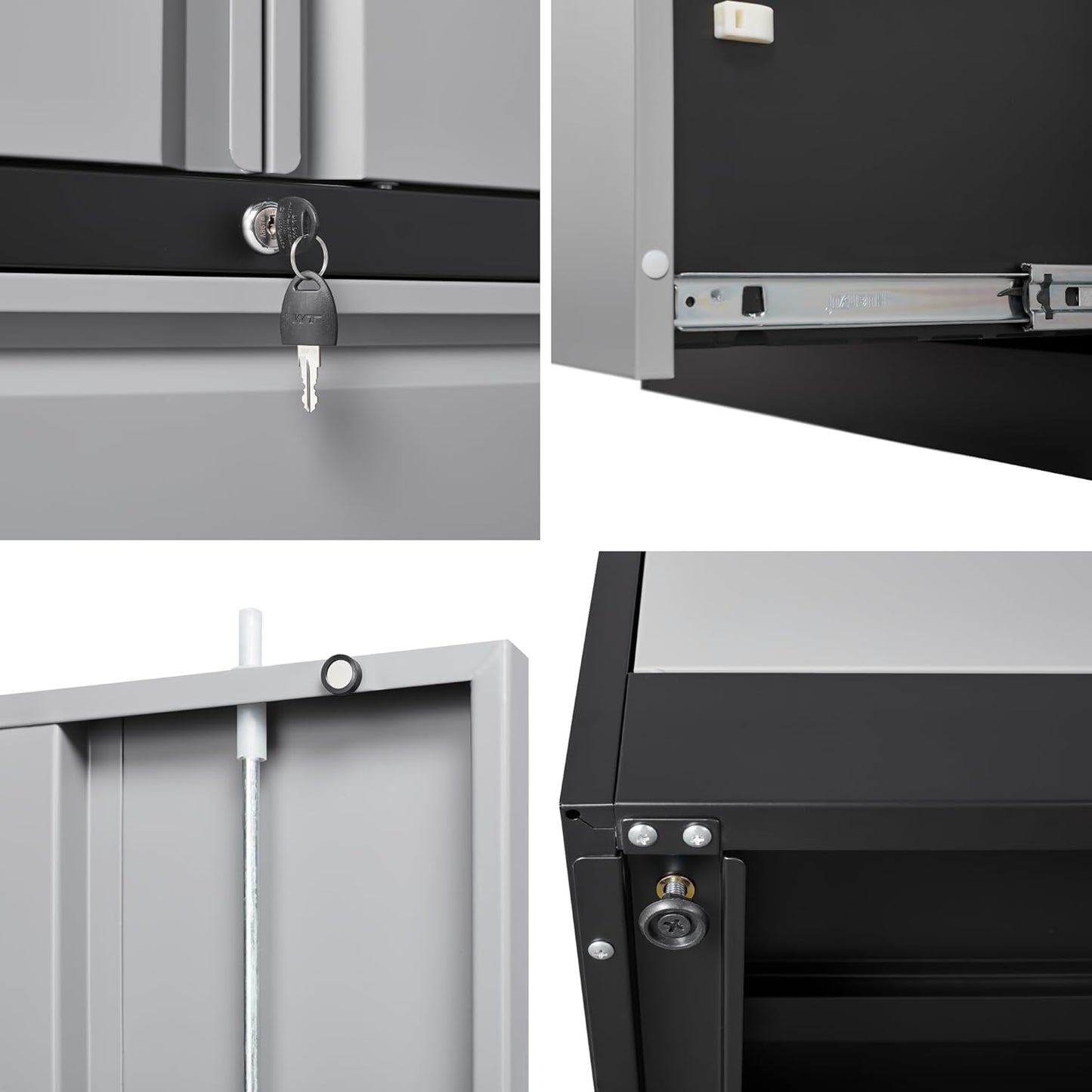 SISESOL Metal Storage Cabinet with Drawers, 71" File Cabinets for Home Office, Locking Steel Storage Cabinet with Doors and Shelves for Home, Office, Warehouse, Garage, School (Gray, 2 Drawers)