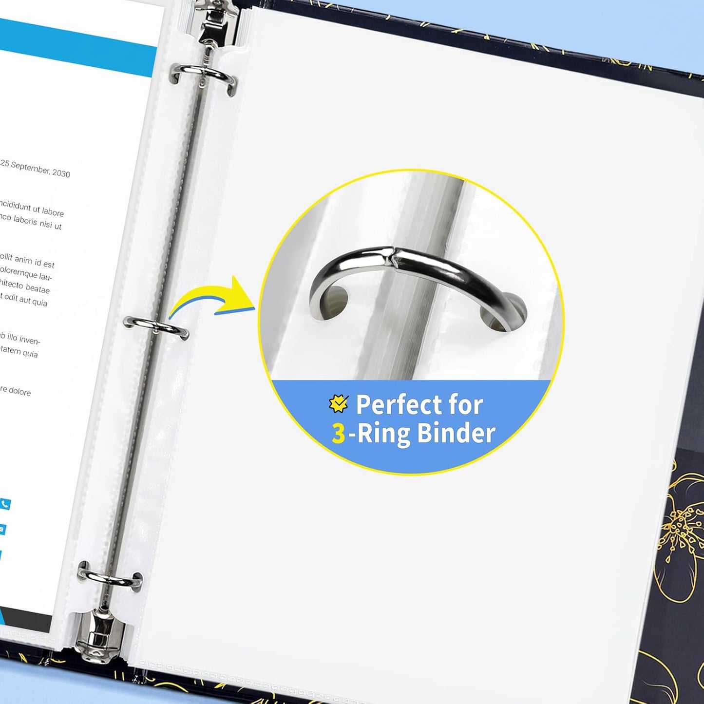 SUNEE Sheet Protectors 200 Packs for 3 Ring Binder, PVC-Free Clear Page Protectors 8.5x11 Inches Plastic Sleeves for Paper, Documents, Photos, Top Loading Binder Sleeves Letter Size