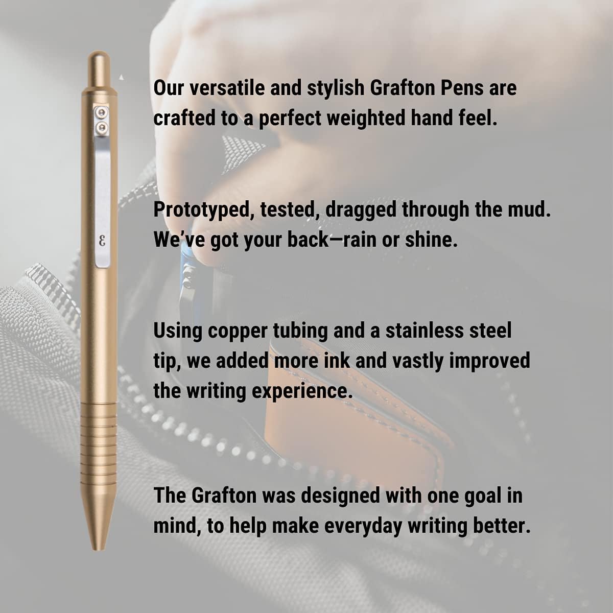 Everyman Grafton Full Click Refillable 0.7mm Ball Point Pen, Gold | Sleek Anodized Aluminum EDC Pen with Deep Grooved Grip | Smooth Writing Pocket Pen for Office, Travel, Gifting & Daily Use
