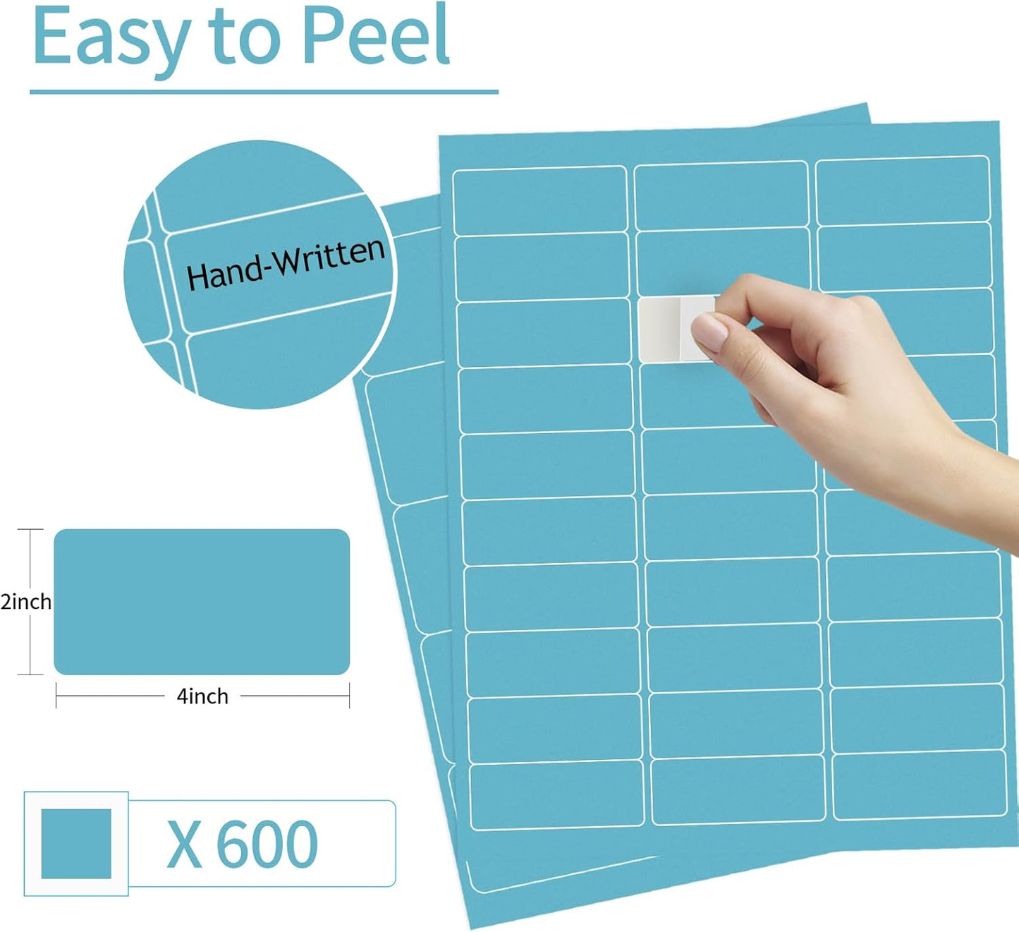 -1" x 2-5/8" Address Labels- Neon Color Stickers for Laser/Inkjet Printer mailing Labels 8.5"×11"-Lake Blue