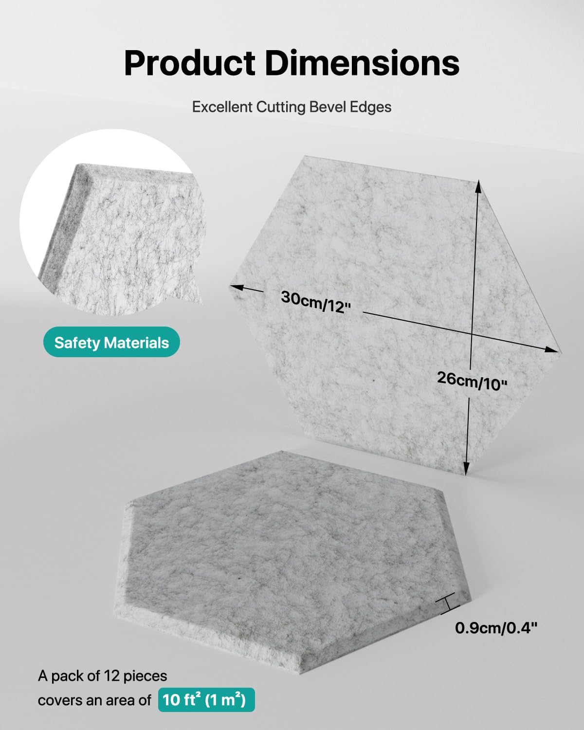 Soundsbay Sound Proof Foam Panels for Wall, 12 Pack Hexagon Soundproof Wall Panels High Density Acoustic Panels, Sound Proof Panels for Walls, Office, Reccording Studio, Ceiling 12" X 10" X 0.4", Gray