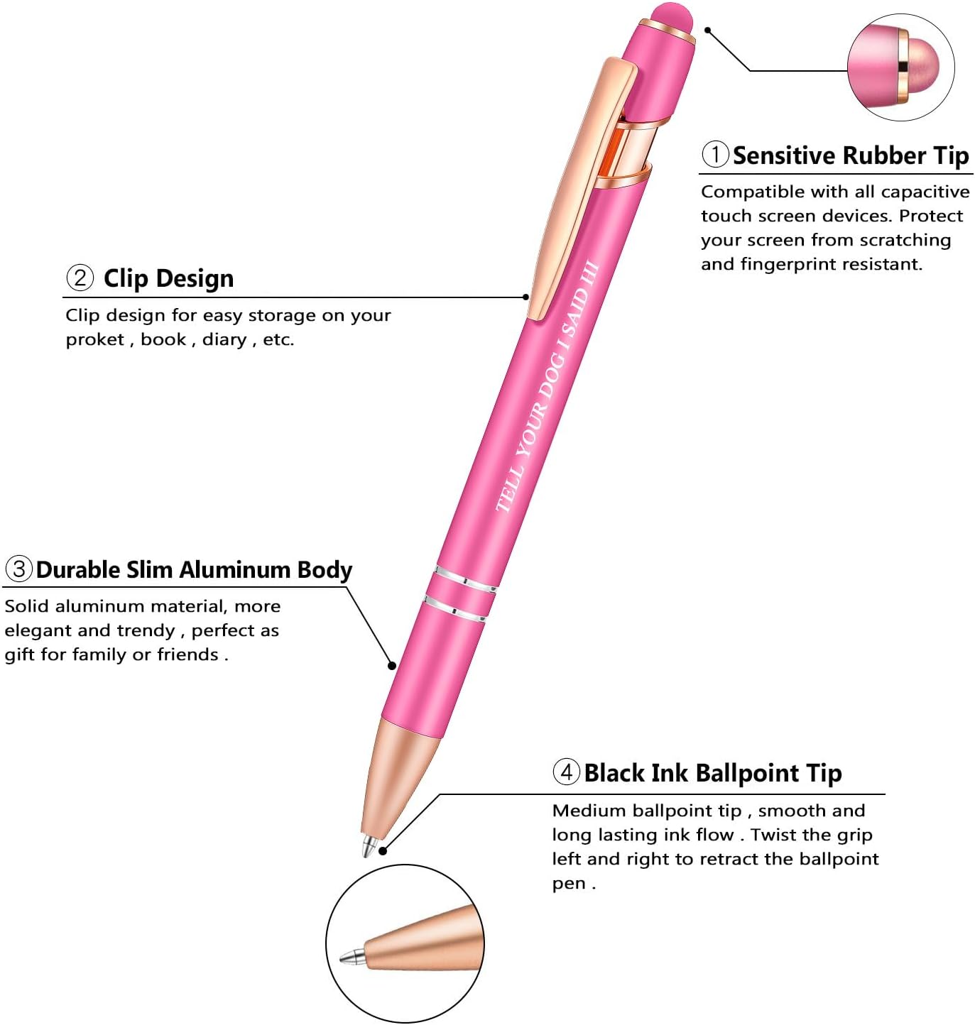 Dog Mom Gifts for Women Ballpoint Pens with Stylus Tip Gifts for Dog Lovers Women Vet Tech People Pens A Snarky Gag