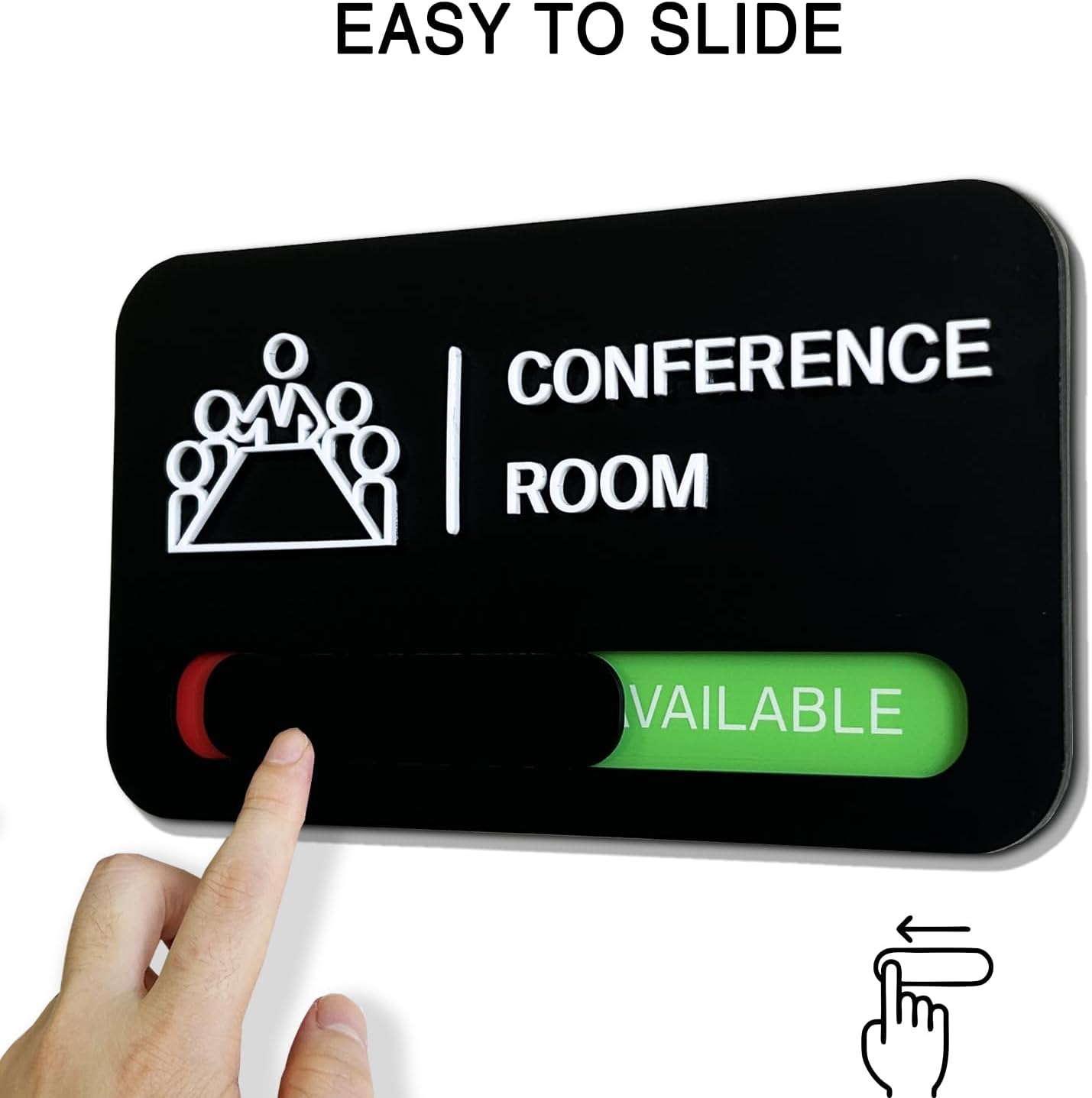 Acrylic Office Meeting Room Door Sign, 8.8 x 5.1 inches.Conference Room Signs, In use/Available Office Sign Black, Minimalist Style
